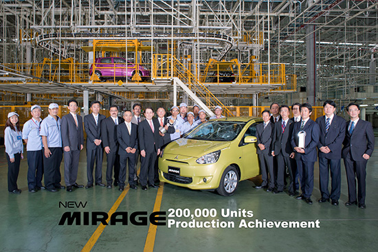 มิตซูบิชิ รายงานยอดการผลิตรถยนต์มิราจ 2 ปีทะลุ 200,000 คัน