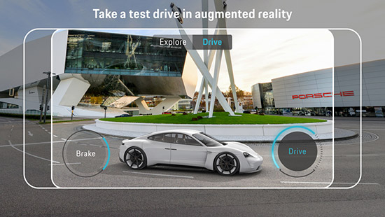 Porsche Mission E,Mission E Augmented Reality,Porsche App,Porsche Mission E Augmented Reality,Google Play,Apple App Store, interactive driving