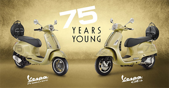 เวสป้าฉลองครบรอบ 75 ปี,VESPA 75th,VESPA 75th ANNIVERSARY SPECIAL EDITION,PRIMAVERA 150 i-Get ABS,GTS 300 HPE,VESPA 75th ANNIVERSARY,Vespa Primavera 150 i-Get ABS 75th Anniversary Special Edition,Vespa GTS 300 HPE 75th Anniversary Special Edition